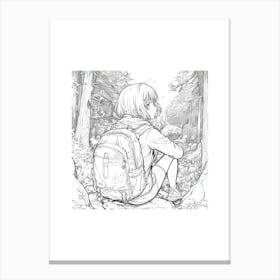 Girl In The Woods Drawing Illustration Canvas Print