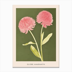 Pink & Green Globe Amaranth 3 Flower Poster Canvas Print