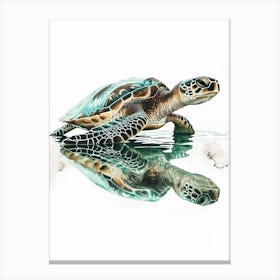 Sea Turtle Staring Into The Water Illustration 3 Canvas Print