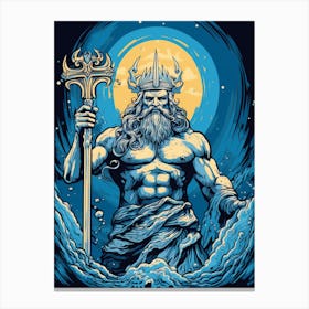 Poseidon With Trident Pop Art Canvas Print