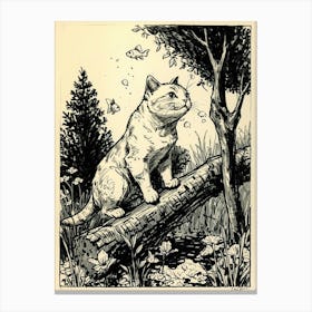 Cat On A Log Canvas Print