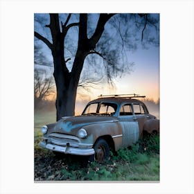 Old Car In The Field Canvas Print