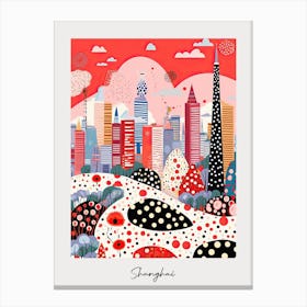 Poster Of Shanghai, Illustration In The Style Of Pop Art 2 Canvas Print