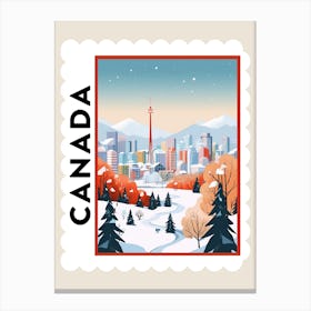 Retro Winter Stamp Poster Vancouver Canada Canvas Print