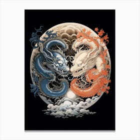 Yin And Yang Chinese Dragon Illustration 4 Canvas Print