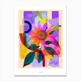Daisy 2 Neon Flower Collage Poster Canvas Print