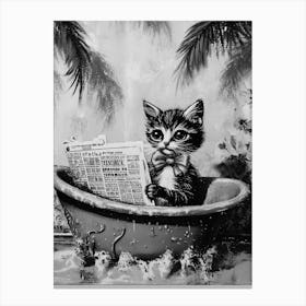 Cat In Bathtub Canvas Print
