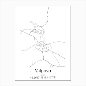 Valpovo,Croatia Minimalist Map Canvas Print