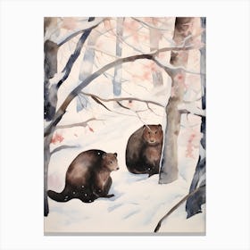 Winter Watercolour Mink 2 Canvas Print