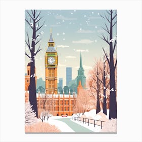 Vintage Winter Travel Illustration London United Kingdom 1 Canvas Print