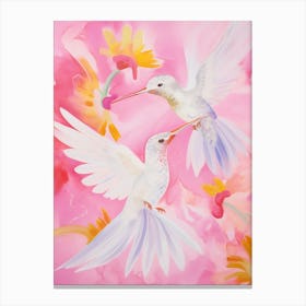 Pink Ethereal Bird Painting Hummingbird 3 Canvas Print