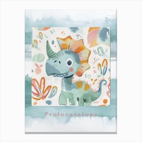 Cute Muted Pastels Protoceratops Dinosaur 1 Poster Canvas Print