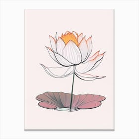 Blooming Lotus Flower In Pond Minimal Line Drawing 6 Canvas Print