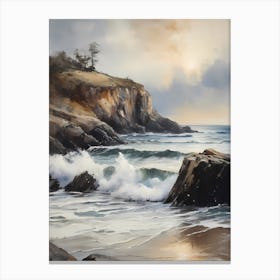 Vintage Coastal Seaside Painting (25) 1 Canvas Print