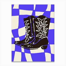 Blue Cowboy Boots Canvas Print