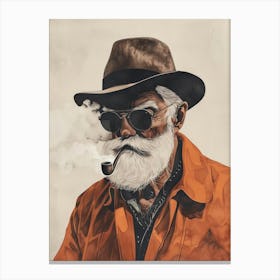 Old Man Smoking A Pipe Canvas Print