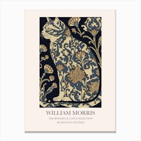 William Morris  Style Botanical Cats Textiles Canvas Print