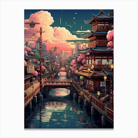 Osaka Pixel Art 4 Canvas Print