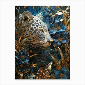 Leopard With Flowers 1 Canvas Print