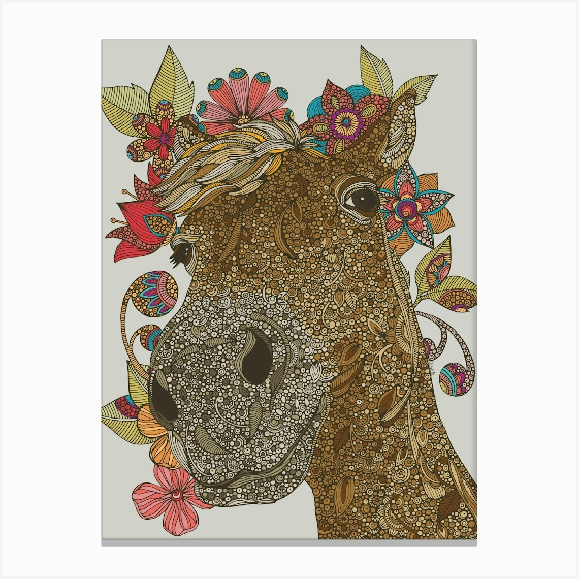 Horse With Flowers Leinwandbild