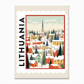 Retro Winter Stamp Poster Vilnius Lithuania 1 Canvas Print