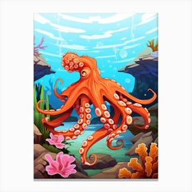 Giant Octopus Kids Illustration 1 Canvas Print
