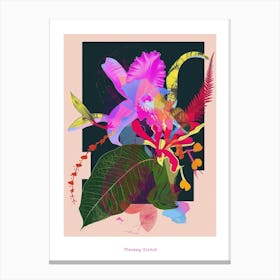 Monkey Orchid 2 Neon Flower Collage Poster Canvas Print