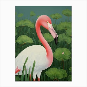 Ohara Koson Inspired Bird Painting Greater Flamingo 4 Canvas Print