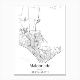 Maldonado,Uruguay Minimalist Map Canvas Print