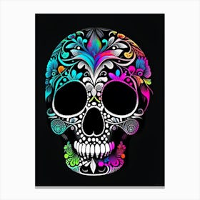 Skull With Vibrant Colors Doodle Canvas Print