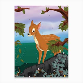 Deer in the woodland Canvas Print
