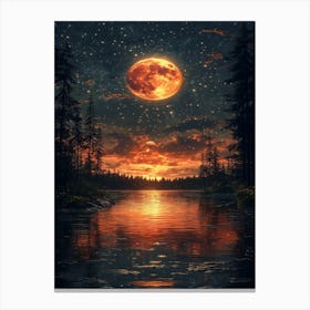 Moon Over The Lake 1 Canvas Print