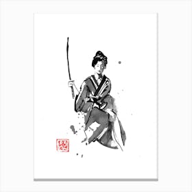 Geisha And Katana Canvas Print