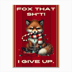 Funny Christmas Red Fox Canvas Print