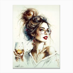 Boho Lady With Golden Wine 2 Canvas Print