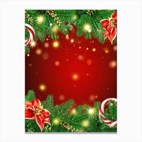 Festive Christmas Background Embracing Warm Hues Of Red And Green Cascading With Gold Tinsel Ornam (2) Canvas Print