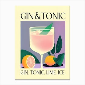 Gin And Tonic Gin Tonic Lime Ice Canvas Print