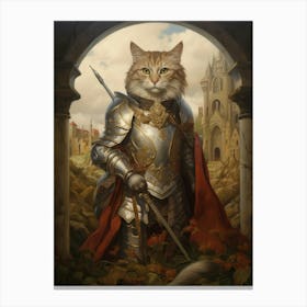 Cat In Medieval Armour 1 Canvas Print