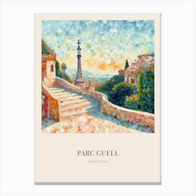 Parc Guell Barcelona Spain 3 Vintage Cezanne Inspired Poster Canvas Print