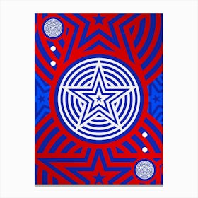 Geometric Abstract Glyph in White on Red and Blue Array n.0047 Canvas Print