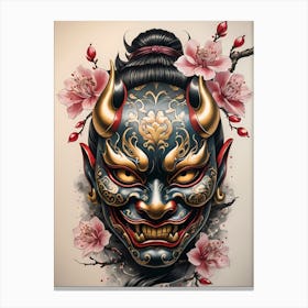 Floral Irezumi The Traditional Japanese Tattoo Hannya Mask (19) Canvas Print