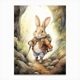 Bunny Hicking Rabbit Prints Watercolour 6 Canvas Print