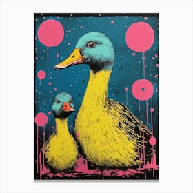 Paint Splash Duck Linocut Inspired Canvas Print