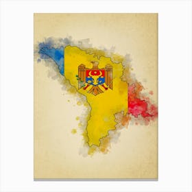 Moldova Flag Vintage Canvas Print