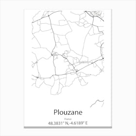 Plouzane,France Minimalist Map Canvas Print