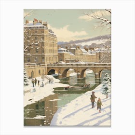 Vintage Winter Illustration Bath United Kingdom 3 Canvas Print
