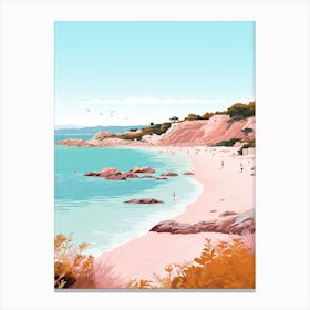 An Illustration In Pink Tones Of Palombaggia Beach Corsica 2 Canvas Print