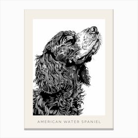 American Water Spaniel Line Sketch 1 Poster Canvas Print