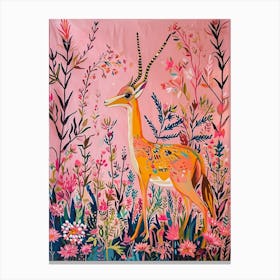 Floral Animal Painting Gazelle 2 Canvas Print