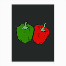 Red And Green Peppers Canvas Print